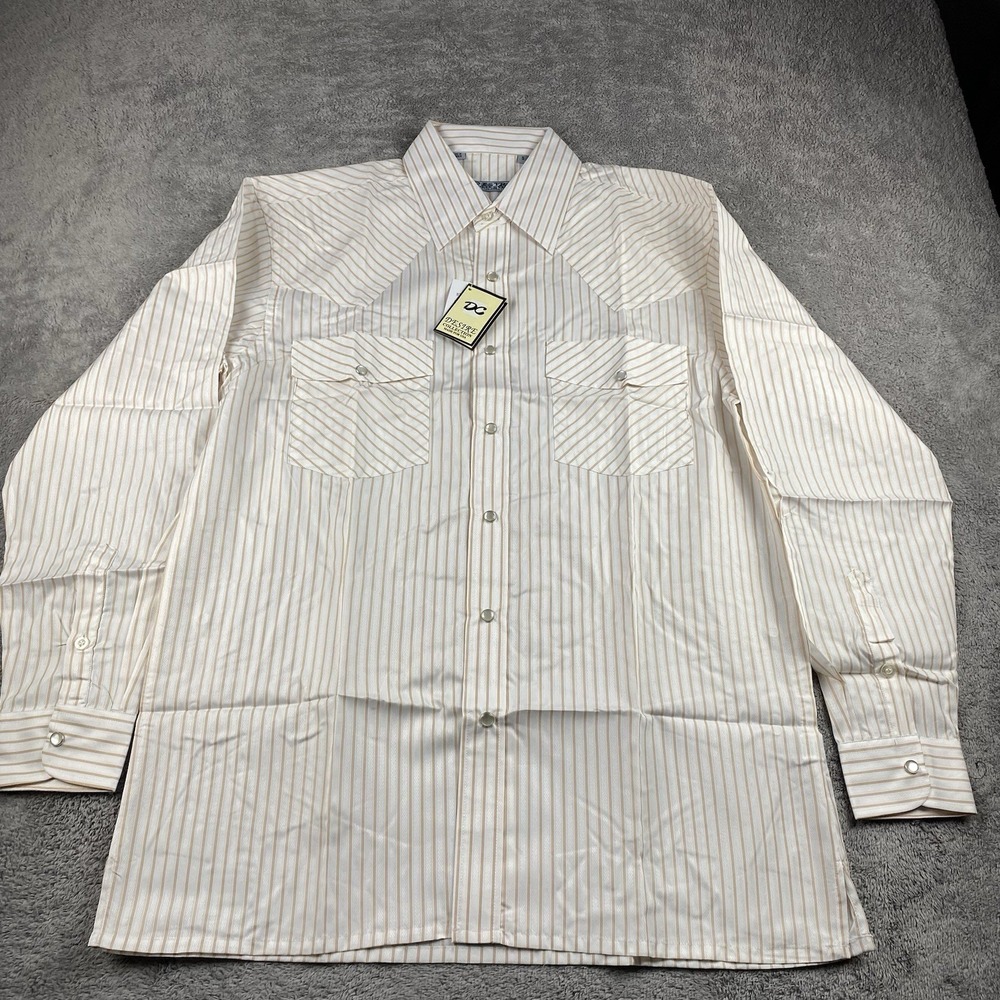 Desire Collection Long Sleeve Dress‎ Shirt Mens Small White Orange Stripes NWT